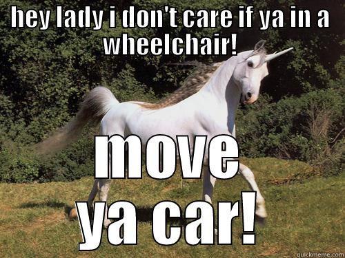 HEY LADY I DON'T CARE IF YA IN A WHEELCHAIR! MOVE YA CAR! Misc