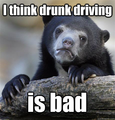 I think drunk driving is bad  Confession Bear