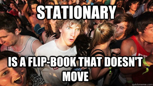 Stationary Is a flip-book that doesn't move - Stationary Is a flip-book that doesn't move  Sudden Clarity Clarence