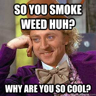 so you smoke weed huh? why are you so cool? - so you smoke weed huh? why are you so cool?  Condescending Wonka