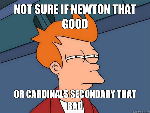 Not sure if Newton that 
good Or Cardinals secondary that
bad  Futurama Fry