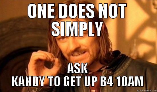 ONE DOES NOT SIMPLY ASK KANDY TO GET UP B4 10AM Boromir