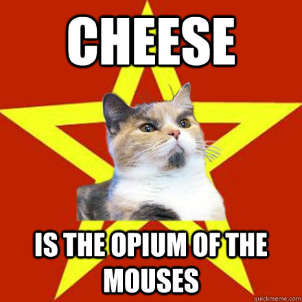 cheese is the opium of the mouses   Lenin Cat