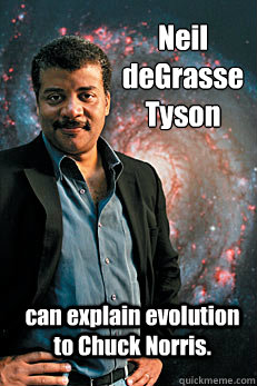 Neil deGrasse Tyson can explain evolution to Chuck Norris.  Neil deGrasse Tyson