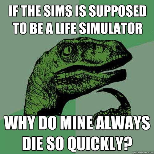 If the sims is supposed to be a life simulator Why do mine always die so quickly?  Philosoraptor