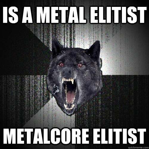 Is a metal elitist  Metalcore elitist  Insanity Wolf