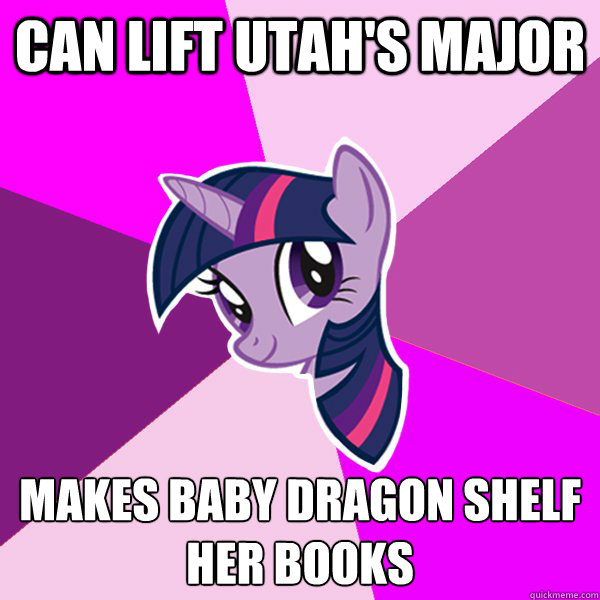 can lift utah's major makes baby dragon shelf her books  Twilight Sparkle