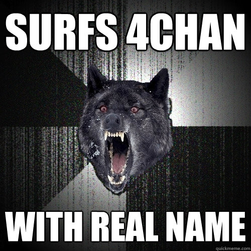 surfs 4chan with real name  Insanity Wolf