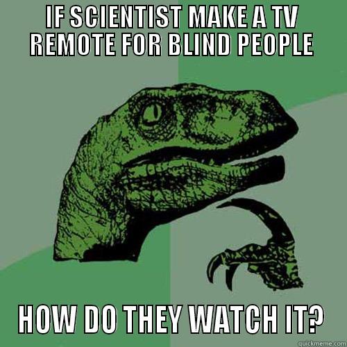 IF SCIENTIST MAKE A TV REMOTE FOR BLIND PEOPLE HOW DO THEY WATCH IT? Philosoraptor