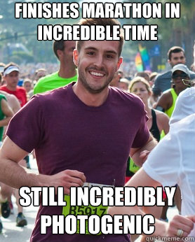 finishes marathon in incredible time Still incredibly photogenic  Ridiculously photogenic guy