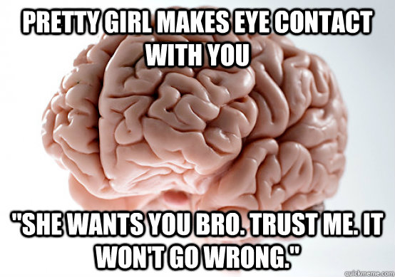 Pretty girl makes eye contact with you 