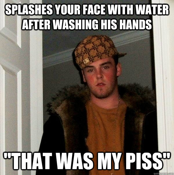 Splashes your face with water after washing his hands 