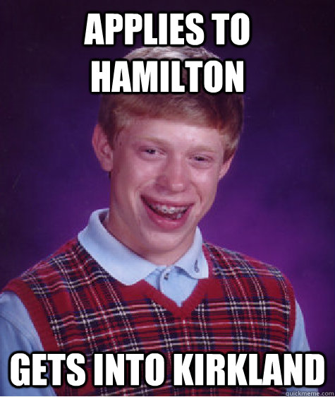 Applies to Hamilton Gets into Kirkland  Bad Luck Brian