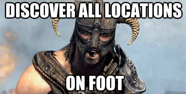 Discover all locations on foot  skyrim