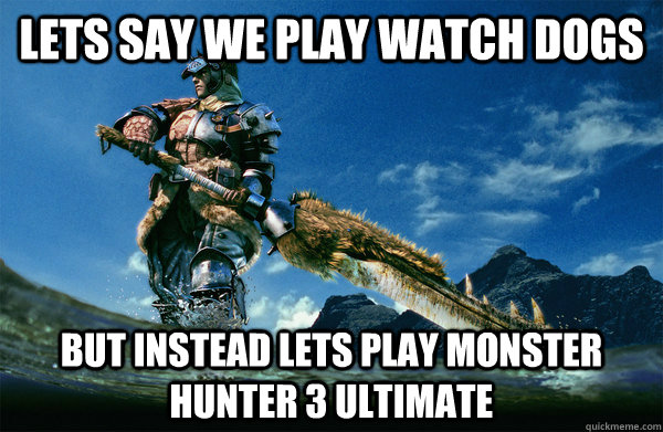 lets say we play Watch Dogs but instead lets play monster hunter 3 ultimate  The Most Interesting Monster Hunter In the World