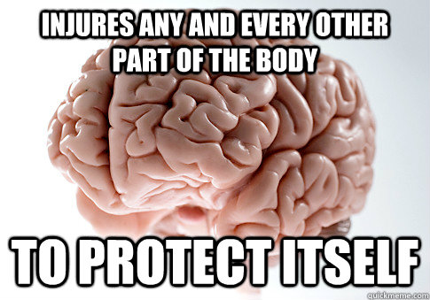 injures any and every other part of the body to protect itself  Scumbag Brain