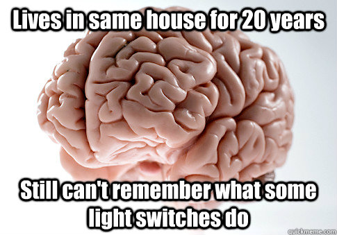 Lives in same house for 20 years Still can't remember what some light switches do  Scumbag Brain