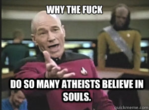 why the fuck Do so many atheists believe in souls.  Annoyed Picard