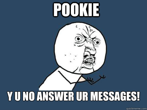    Pookie y u no answer ur messages!  Y U No