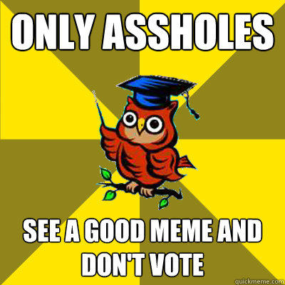 only assholes see a good meme and don't vote  