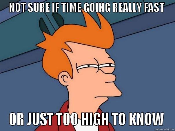 NOT SURE IF TIME GOING REALLY FAST OR JUST TOO HIGH TO KNOW Futurama Fry