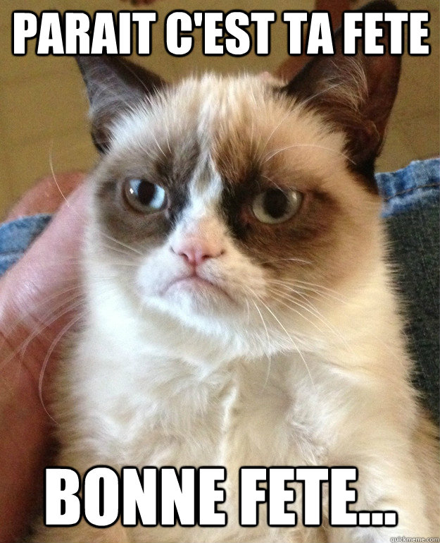 Parait c'est ta fete Bonne fete...  Grumpy Cat