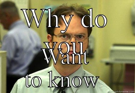 WHY DO YOU WANT TO KNOW  Schrute