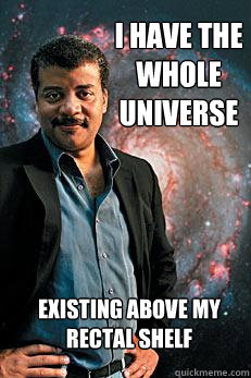 I have the whole universe existing above my rectal shelf  Neil deGrasse Tyson