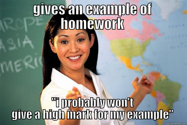 GIVES AN EXAMPLE OF HOMEWORK 