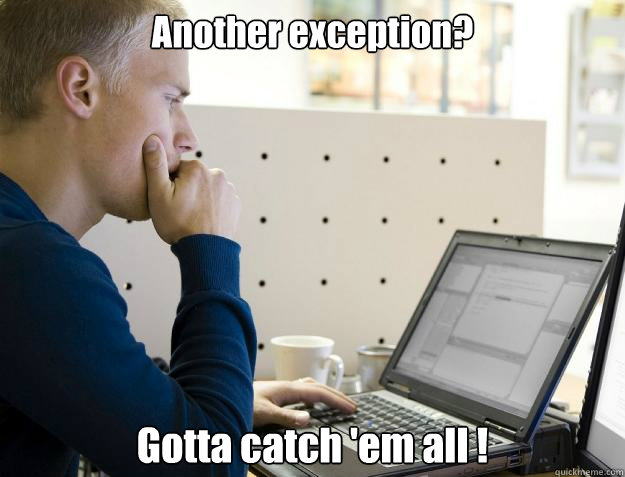 Another exception? Gotta catch 'em all !  Programmer