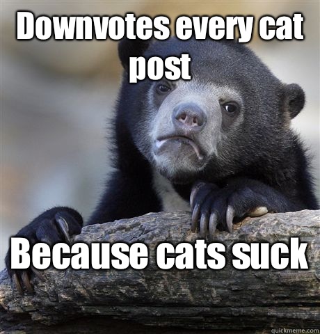 Downvotes every cat post Because cats suck   Confession Bear