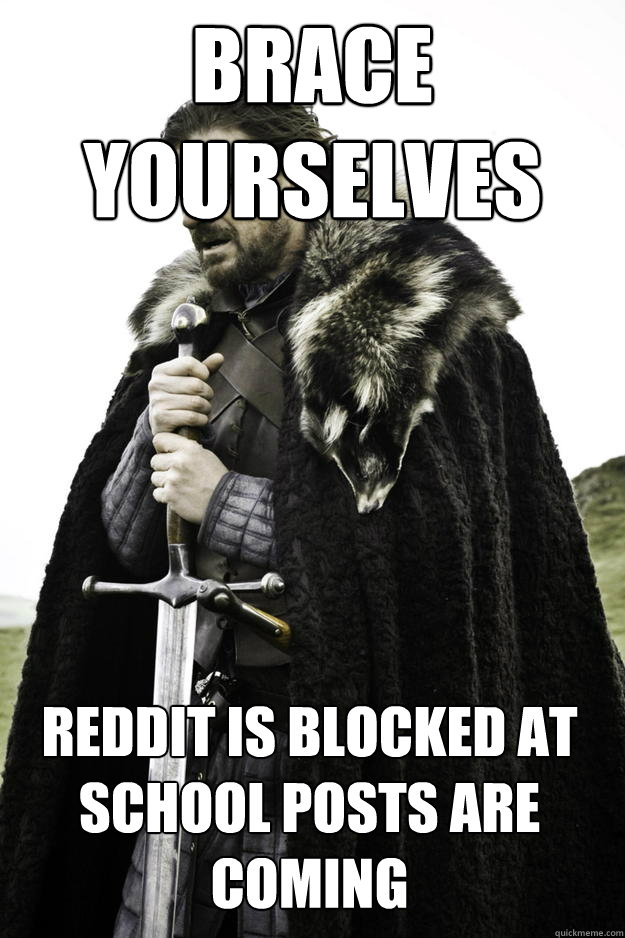 Brace Yourselves Reddit is blocked at school posts are coming - Brace Yourselves Reddit is blocked at school posts are coming  Winter is coming