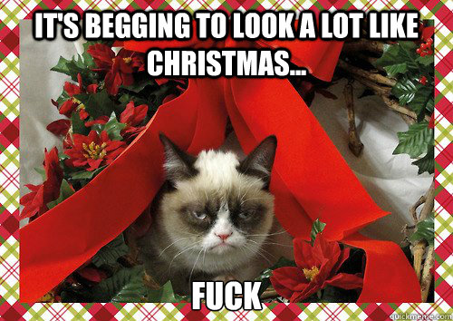 It's begging to look a lot like christmas... fuck  A Grumpy Cat Christmas