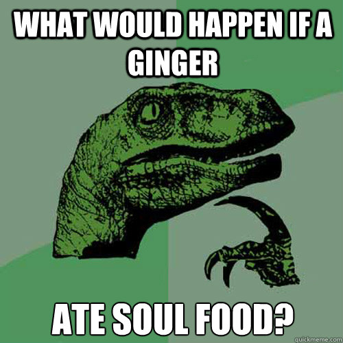 What would happen if a ginger ate soul food?  Philosoraptor