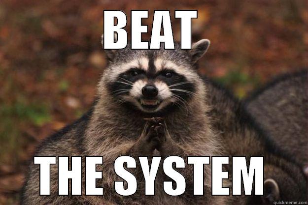 BEAT THE SYSTEM Evil Plotting Raccoon