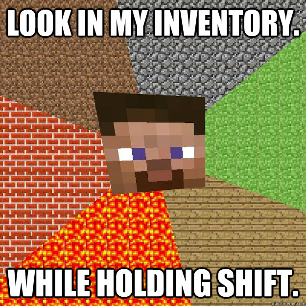 LOOK IN MY INVENTORY. WHILE HOLDING SHIFT.  Minecraft