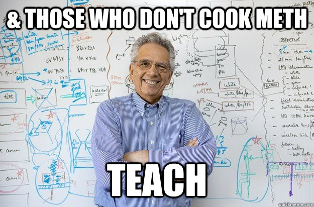 & those who don't cook meth teach  Engineering Professor