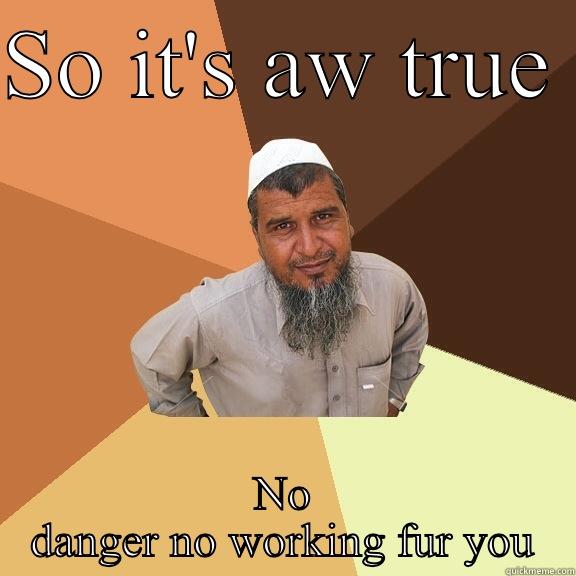 SO IT'S AW TRUE  NO DANGER NO WORKING FUR YOU Ordinary Muslim Man