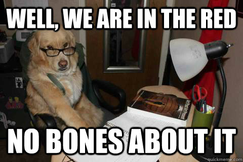 Well, we are in the red no bones about it  Financial Advice Dog