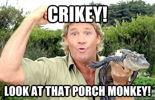 Crikey! Look at that Porch Monkey! - Crikey! Look at that Porch Monkey!  Racist Steve Irwin