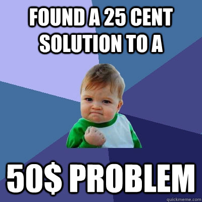 Found a 25 cent solution to a 50$ problem  Success Kid