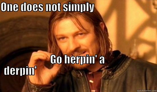 herpin a derpin - ONE DOES NOT SIMPLY                                                                                                                                                                                             GO HERPIN' A DERPIN'                                                                                                                                        Boromir