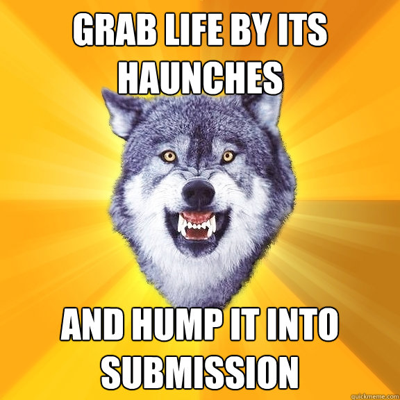 Grab life by its haunches and hump it into submission - Grab life by its haunches and hump it into submission  Courage Wolf