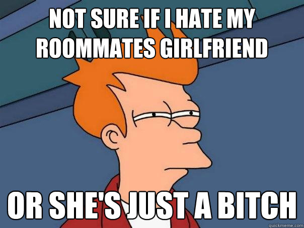 Not sure if I hate my roommates girlfriend  Or she's just a bitch  Futurama Fry