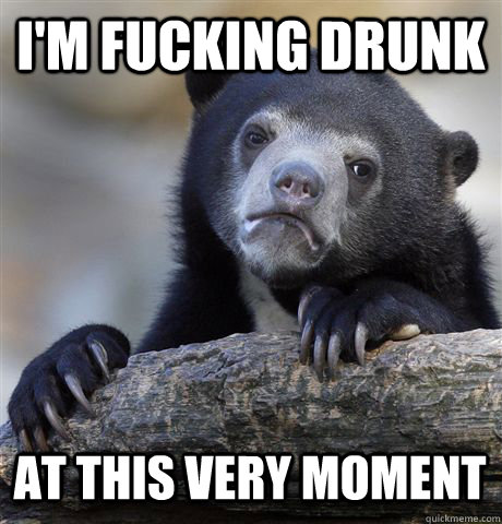 I'M FUCKING DRUNK AT THIS VERY MOMENT  Confession Bear