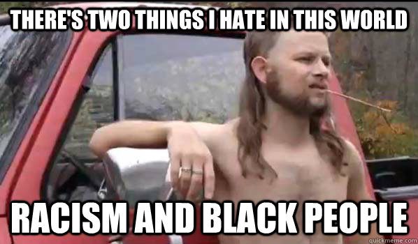 There's two things I hate in this world racism and black people  Almost Politically Correct Redneck