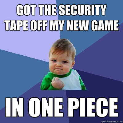 Got the security tape off my new game in one piece  Success Kid