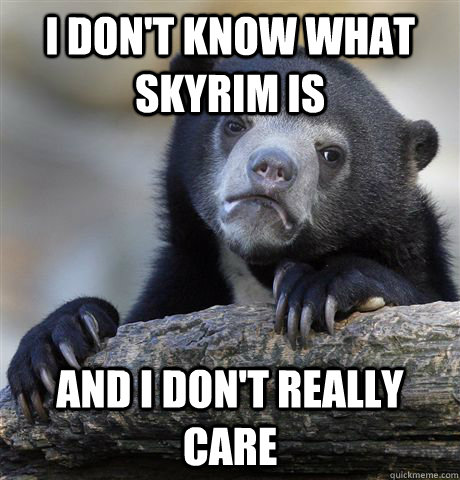 I don't know what skyrim is and i don't really care  Confession Bear