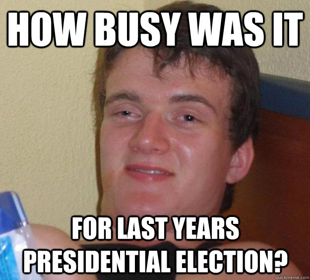 How busy was it  for last years presidential election?  10 Guy