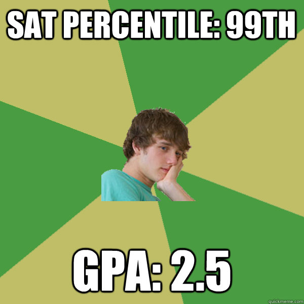 sat percentile: 99th gpa: 2.5 - sat percentile: 99th gpa: 2.5  ADHD Kid